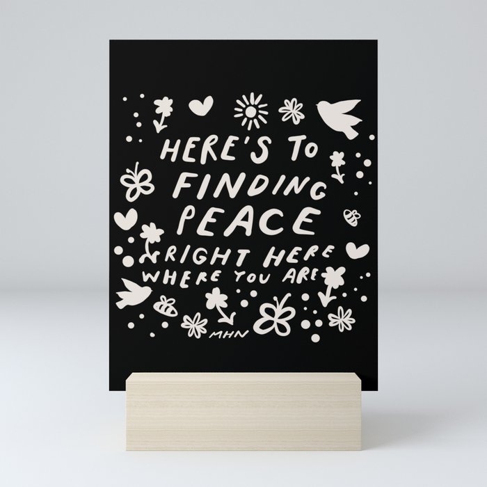 "Here's To Finding Peace" | Hand Lettered Home Decor Mini Art Print