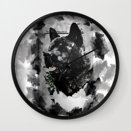 Akita Black Love Ink Portrait Wall Clock