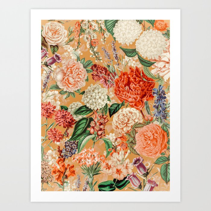 Fornalutx Sienna Flowers Art Print