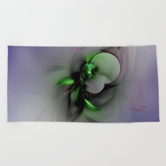 Abstract in Black and Green Beach Towel