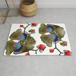 Orchid flower with veins| Nature botanical floral Rug