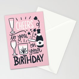 Cheers to you on your birthday_Wine Stationery Cards