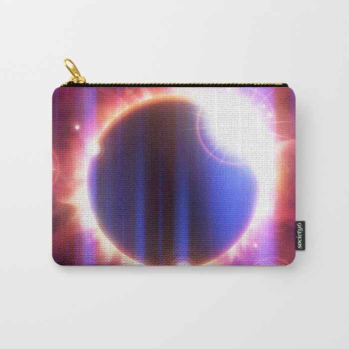 An outer space background with an eclipse, planets and stars.  Carry-All Pouch
