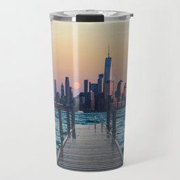 New York City Sunset and Moon-Surreal Travel Collage Travel Mug