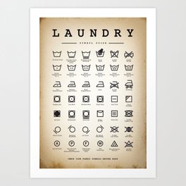 Laundry Symbols Guide Care Aged Art Print