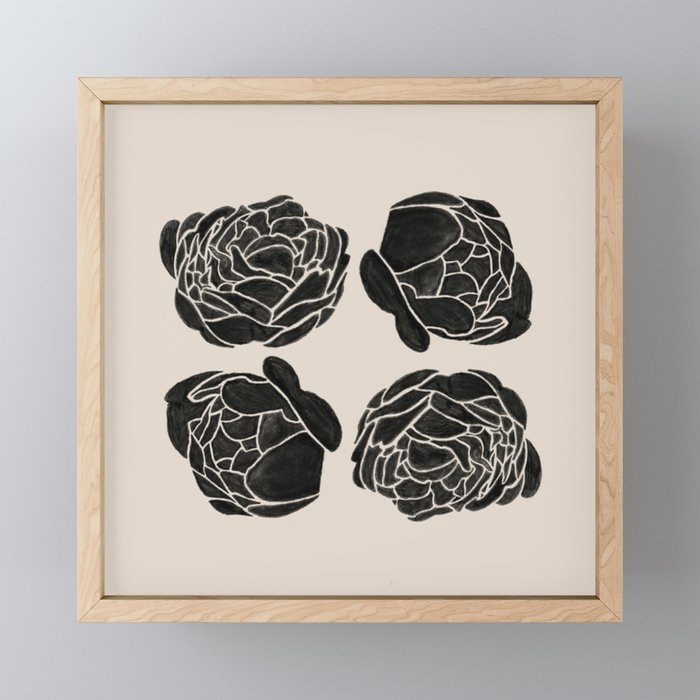 Neutral Flower Repeat Design Framed Mini Art Print