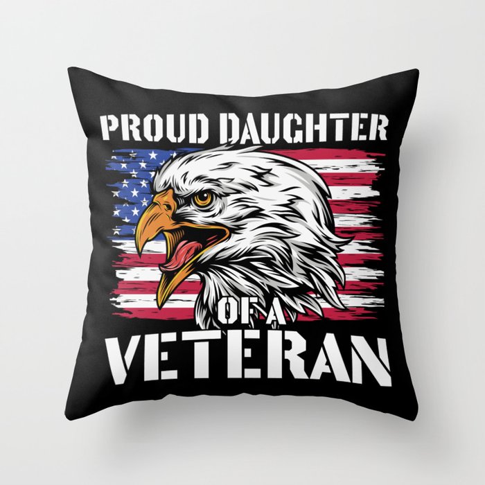 Proud Daughter Of A Veteran Patriotic Throw Pillow