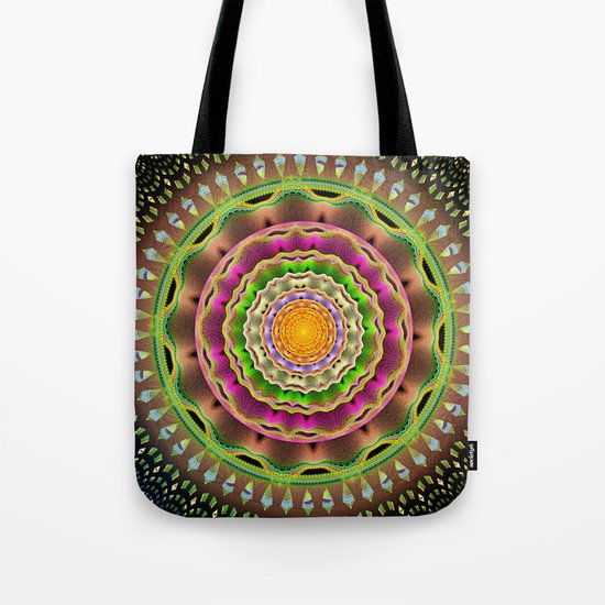 Waves and patterns mandala Tote Bag
