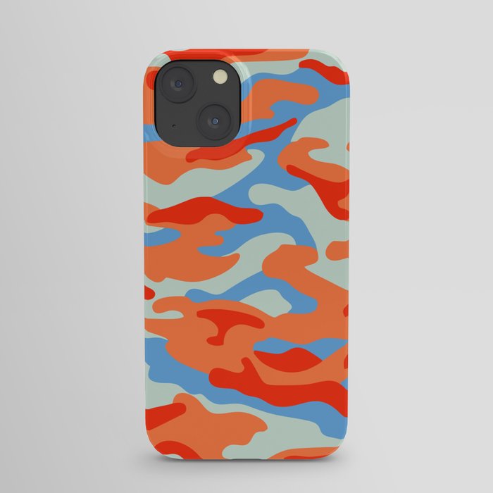 Camouflage Pattern Orange Blue Red iPhone Case