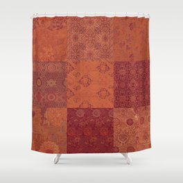 Vintage Bohemian Quilt in Burnt Orange Shower Curtain