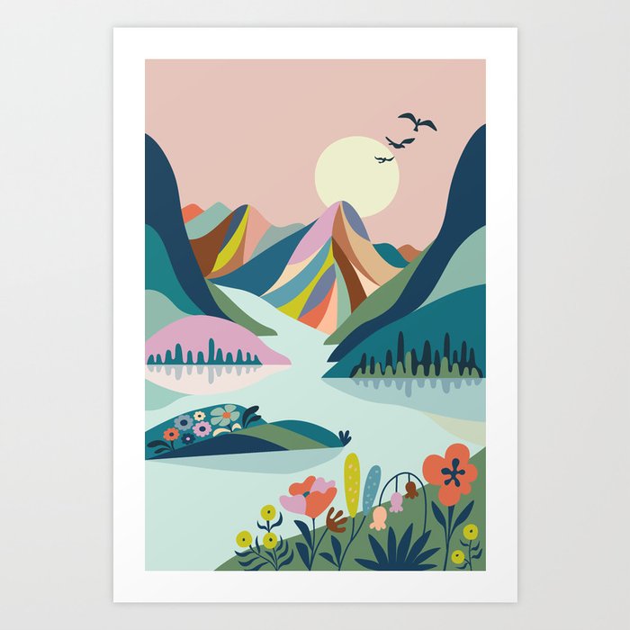 Modern Scenic Mountains  Art Print