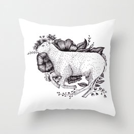 Sheep in leaves Throw Pillow
