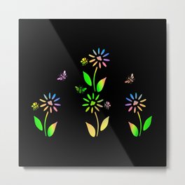 Bees And Flowers Metal Print | Garden, Summer, Graphicdesign, Floraldesigns, Bees, Outdoors, Vivid, Summerdesigns, Spring, Digital 