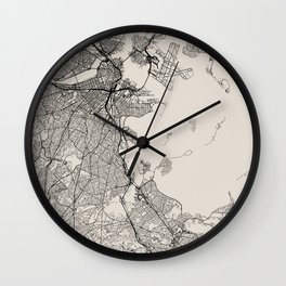 Boston USA - Black and White City Map Design Wall Clock