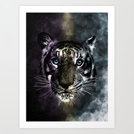 Tiger under Aurora: Reworked Art Print