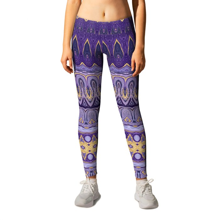 Periwinkle Gold Rug Pattern Leggings