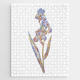 Floral Dalmatian Iris Mosaic on White Jigsaw Puzzle