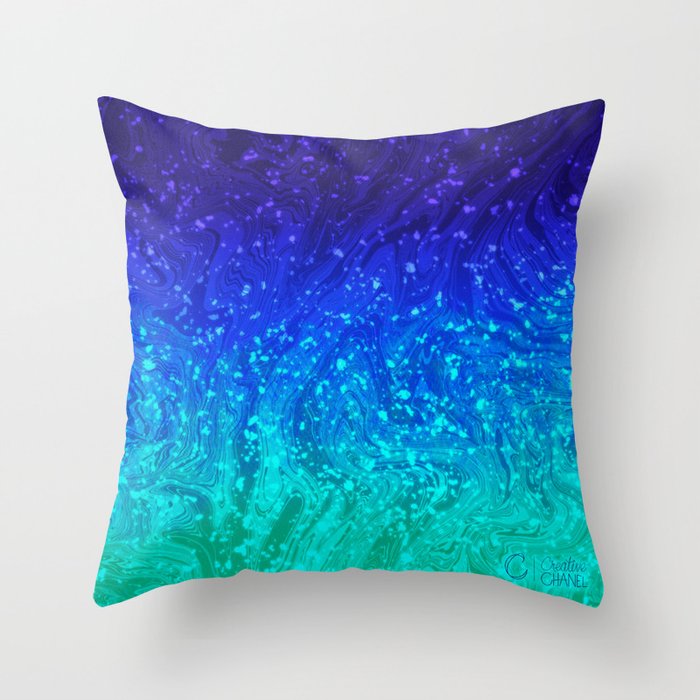Blue Green Sparkle Throw Pillow