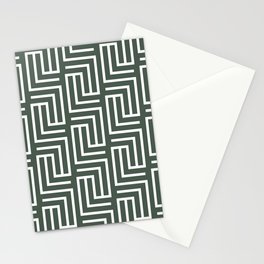 Dark Green and White Tessellation Line Pattern Pairs DE 2022 Popular Color Greener Pastures DET529 Stationery Card
