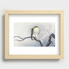 Ohara Koson Heron Perched on an Uneven Branch Recessed Framed Print