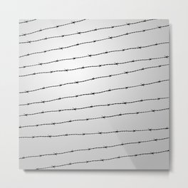 Cool gray white and black barbed wire pattern Metal Print