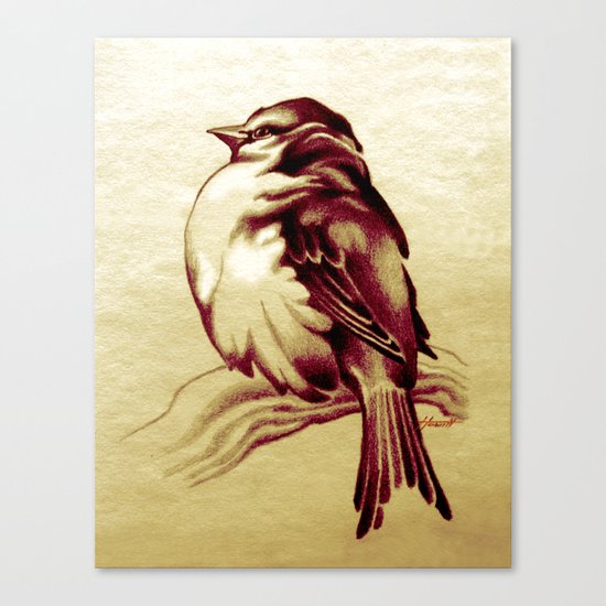 Sparrow in the Cold Canvas Print