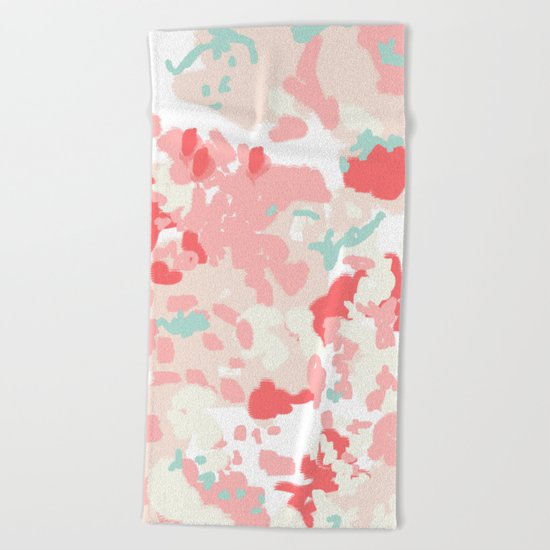 Kelsie - cute abstract minimal pink blush painterly dorm college office trendy decor Beach Towel