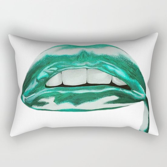 Teal Lips Rectangular Pillow