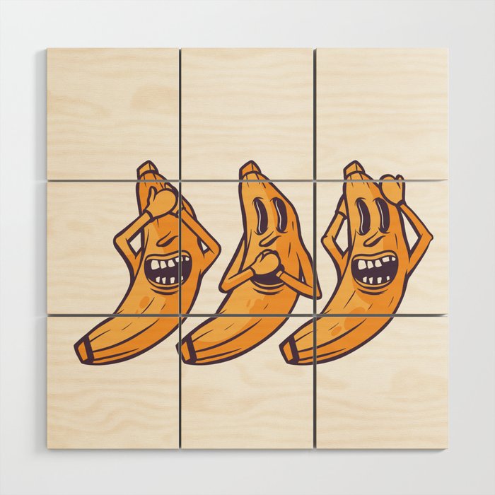 Crazy bananas Wood Wall Art