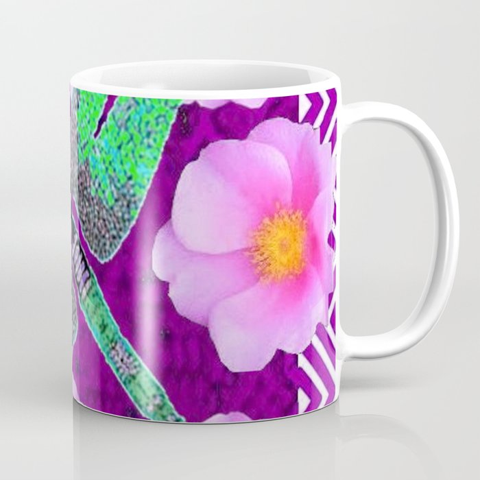 Decorative Nouveau Aqua Dragonfly Pink Roses Coffee Mug
