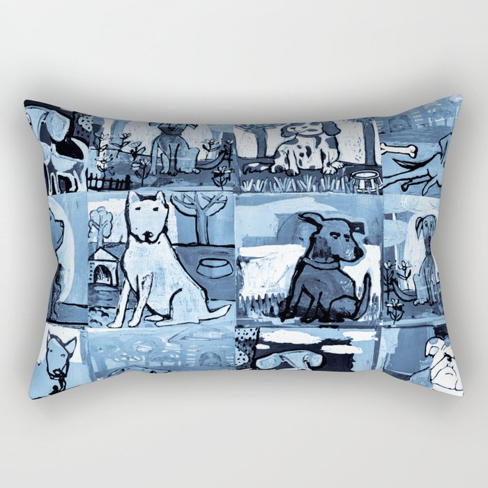 Dog Lover in Indigo Rectangular Pillow