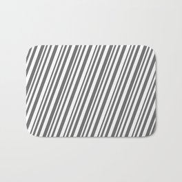 [ Thumbnail: Dim Gray & White Colored Lines/Stripes Pattern Bath Mat ]
