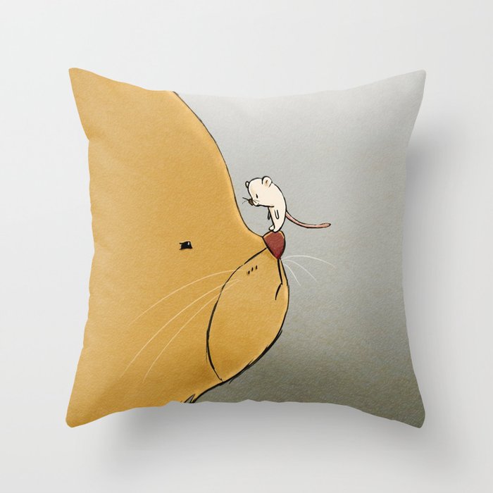 Cat and Mouse Throw Pillow