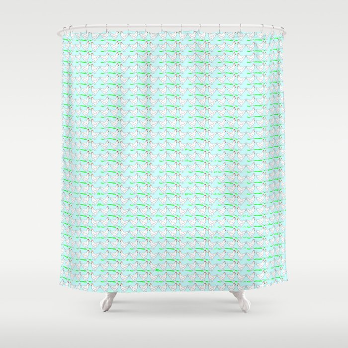 White hen on blue sky Shower Curtain