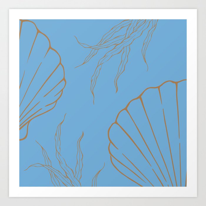 Seaworld - Maritime Pattern - Turquoise & Gold Art Print