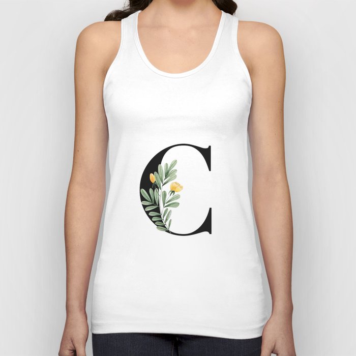 C Floral Letter Initial Tank Top