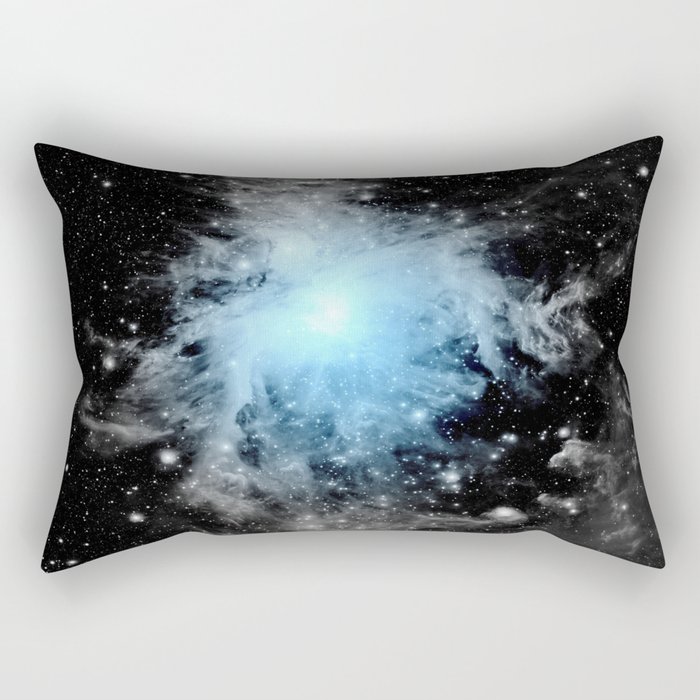 Orion nebULa Black White Blue Space Rectangular Pillow