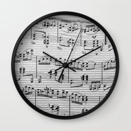 Geometric Abstract Black Gray White Gradient Musical Notes Wall Clock