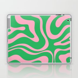 Pink and Spring Green Modern Liquid Swirl Abstract Pattern Laptop Skin
