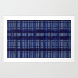 Blue and Gold Plaid on Night Sky, Summer Stargazing Collection Art Print