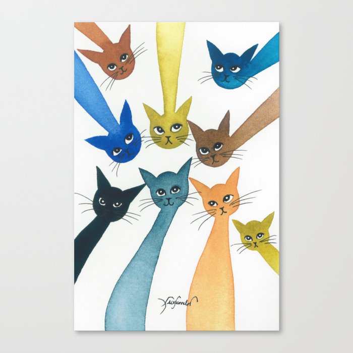 Normandy Whimsical Cats Canvas Print by lorialexander