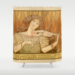 Vintage French art Nouveau Violin poster Shower Curtain