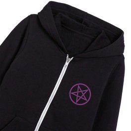 Satanic Pentagram (deep purple edit) Kids Zip Hoodie