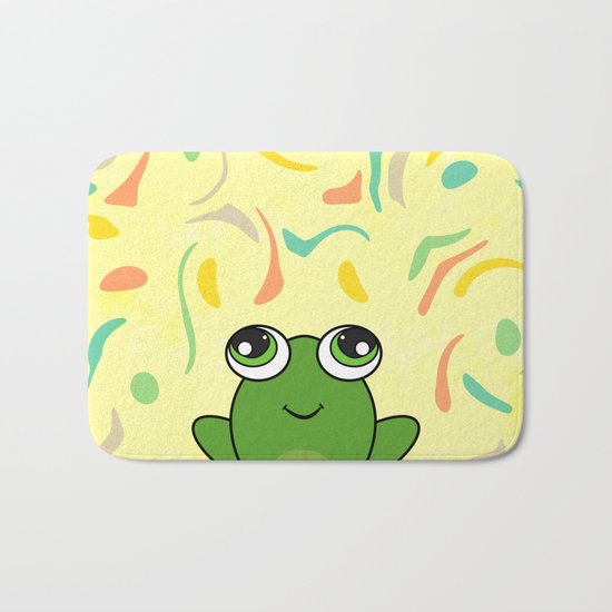 Cute frog looking up Bath Mat