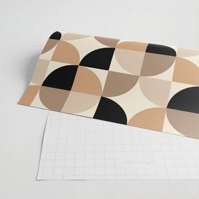 Retro Mid Century Modern Abstract Pattern 351 Black Green Gold and Beige  Wrapping Paper by Tony Magner