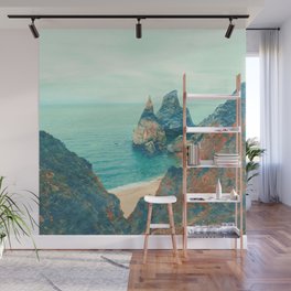 coastal mountain impressionism painted realistic scene Wall Mural