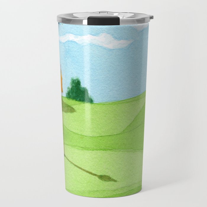 Golf Course Putting Green Watercolor Painting Travel Mug