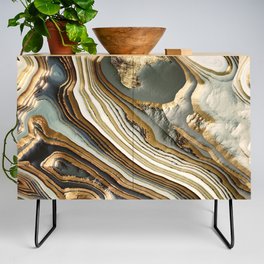 White Gold Agate Abstract Credenza