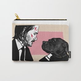 John Wick and his Very Good Boy Carry-All Pouch | Mabsdrawlloweenclub, 2019, Pitbull, Keanureeves, Gift, Drawing, Drawlloween, Holiday, Digital, Dog 