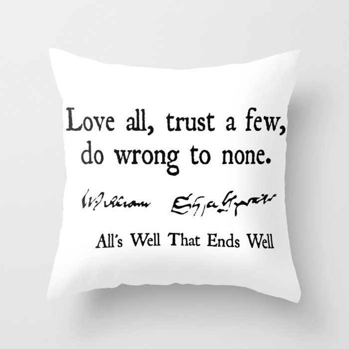 William Shakespeare Love All Throw Pillow